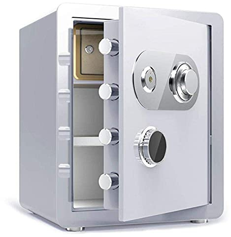 DFGHNBVC Coffres-Forts Domestiques Ignifuges Et Étanches, Coffre-Fort Ignifuge Et Étanche, Serrure À Clé Mécanique, Coffre-Fort en Acier De Grande Capacité, Sécurité Électronique, Acier M, Whitea