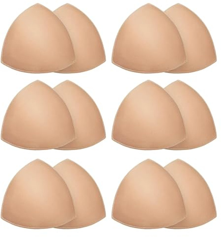 Löstagbara bh-fodral – insticksprogram, 6-pack perforerade triangulära bröstskydd flerfärgade 13,5x14 cm(Beige)
