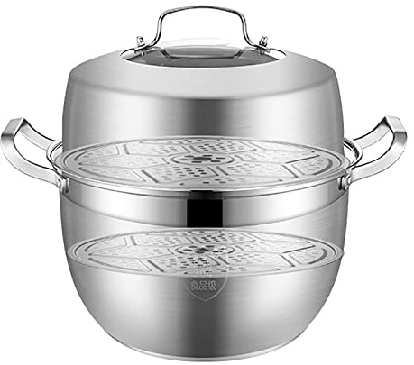 HTTGDGDH Pentola per Cottura A Vapore, Pentola per Zuppa, Acciaio Inossidabile 304 Addensato, Fondo Composito A 3 Strati, Panini al Vapore, Pesce, Frutti di Mare, Mais, Zuppa in U(36 Centimetri)