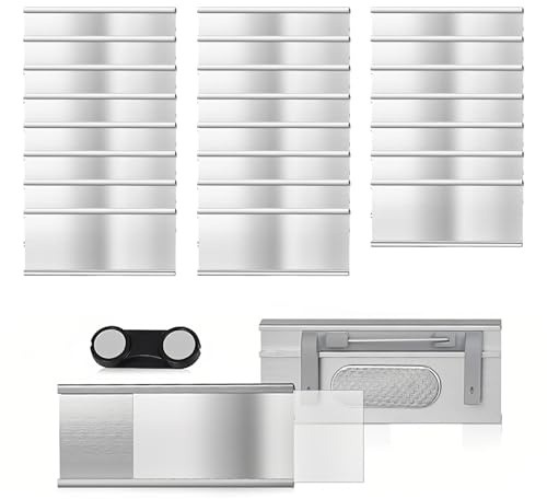 Namensschilder für Kleidung Magnet 25 Stück - Wiederverwendbare Aluminium Namensschilder (70x32mm) mit starken Magneten & Sicherheitsnadel, Ideal für Schule, Büro, Event & Krankenhaus