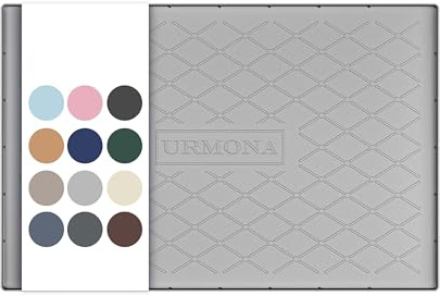 URMONA Tappetino Sottolavello Silicone 48 x 86 cm, Mobile Cucina e Bagno | Protezione mobile, mensole organizer, impermeabile, bordo rialzato, facile pulizia, uso cucina bagno e vano (Grigio chiaro)