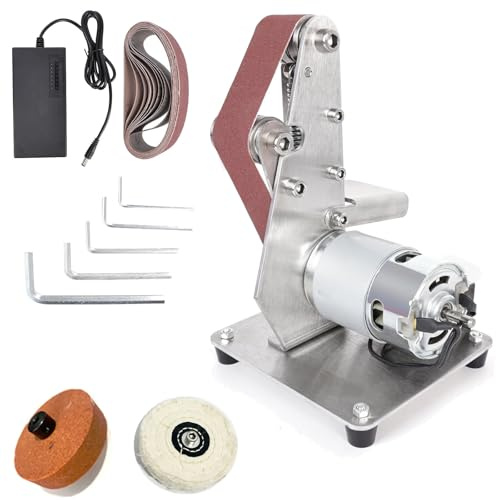 Mini levigatrice a nastro, smerigliatrice da banco, lucidatrice, affilatrice for bordi, lucidatrice regolabile, levigatrice a nastro da 4500-9000 giri/min.