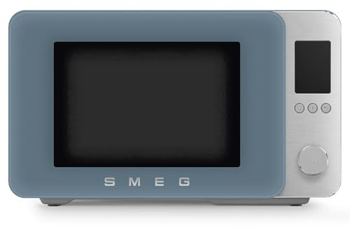 Smeg, Four à Micro-ondes Combiné MOC02SBMEU, 9 Fonctions et 3 Combinées, 25 Programmes Automatiques, Technologie Inverter, Système Soft Close, Accessoire Grille Inclus, 2100 W, Bleu Orage Mat