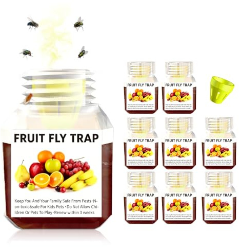 8 Stück Fruchtfliegenfalle, Hochwirksamer Obstfliegenfalle für Küche & Haushalt, Fliegenfalle Innenbereich mit Trichter, bis zu 3 Wochen Wirkung im Innenbereich pro Flasche
