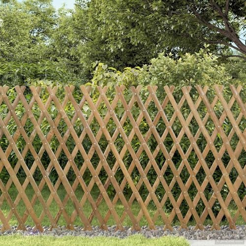 Panneau de clôture extensible en bambou marron clair 100 x 105 cm, clôture treillis en bambou naturel pour plantes grimpantes, support de plantes et décoration de jardin, clôture extensible pour