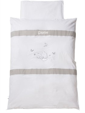 Babysutten Babybettwäsche mit Namen, Dreambear weiß, 80/80 cm