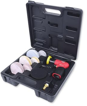 KS Tools Mini Druckluft Exzenterschleifer Satz 515.5110 63-tlg.I Druckluftschleifer mit Klett Schleifteller I Exenterschleifmaschine in stabilem Kunstoffkoffer