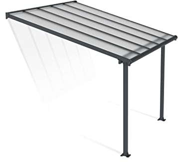 Canopia by Palram Terrassenüberdachung Alu Olympia 3X3.05 Polycarbonat Hohlkammerplatten Pergola 307 x 295 cm Grau zur Überdachung ihrer Terrasse