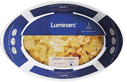 Luminarc Smart Cuisine Carine Pirofila Ovale, Vetro Opale, Bianco, cm 32x20x7,5 h.