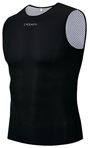 CYCEARTH Hommes Cyclisme Gilet Base Couche sans Manches sous-Vêtements Vêtements Vélo Sports de Plein Air Shirt Maillots (Black,Medium)