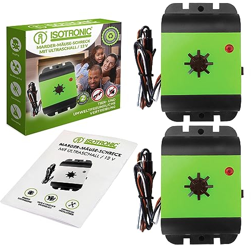 ISOTRONIC Mice Repeller/Rat Repellent 12V with Ultrasound for Car - Repels Mice, Rats, Dorman Sleepers