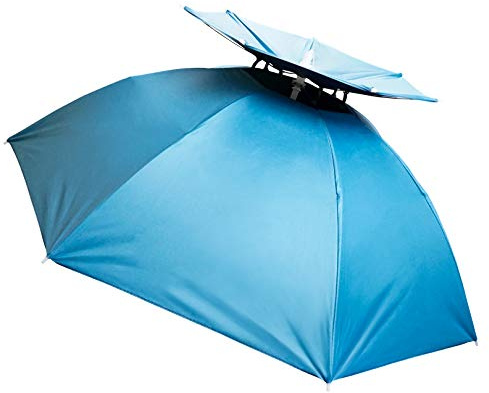 Aoneky Vindtät paraplyhatt – 90 cm vuxna hopfällbar paraplyhatt med handsfree för kvinnor och män golf, fiske, trädgårdsarbete, fotografi – fin klänning rolig/skämtgåva (blå 2)