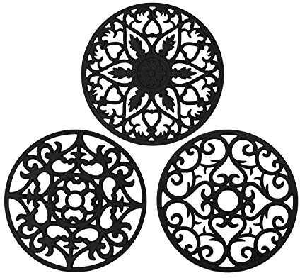 CREATESTAR Silikon Multi Blume Topfuntersetzer (3 Stück), Untersetzer Matte,Premium Qualität Isolierter flexibel robust rutschfeste Hot Pads und Untersetzer Cup