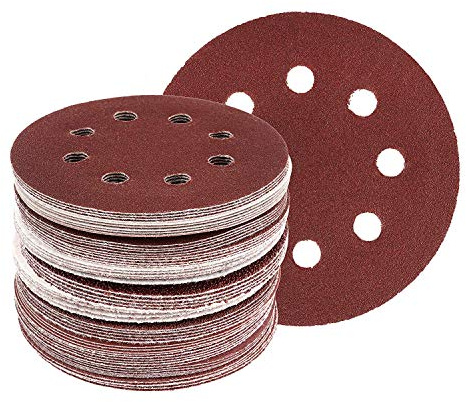 Lot de 100 disques abrasifs Ø 125 mm | Grain 40 | Pour ponceuse excentrique | 8 trous | Papier abrasif | Feuilles abrasives | Feuilles abrasives | Papier abrasif excentrique | Papier abrasif