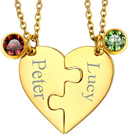 FaithHeart personalisierte Puzzle Anhänger DIY Namenskette aus Edelstahl BFF Freundschaftskette Familienkette mit Gravur Puzzle Kette für 2/3/4/5/6/7/8