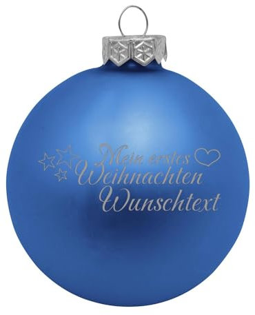 Deitert Weihnachtskugel 'Mein erstes Weihnachten'- Ø 8cm aus Glas - Christbaumkugel mit Lasergravur Blau (Matt)