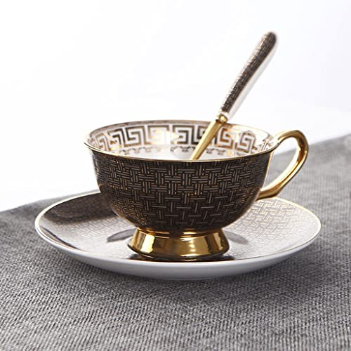 ZOGBX Conjuntos de Taza y platillo,Juegos Tazas te Porcelana Inglesa,con decoración Dorada de Porcelana,Juego de Tazas de Cafe for el Partido de la Oficina de la Oficina de Viaje Camping 7.04 oz
