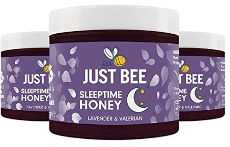 Just Bee Sleeptime Honey (3 x 260g) | Natural Unpasteurised Honey | Valerian Root And Vitamin B12 Help Support The Sleep Cycle | For A Comforting Nightly Bedtime Routine | Lavender Flavour