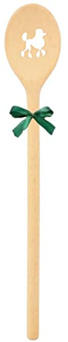 teemando® kräftiger Marken-Kochlöffel aus Holz, extra stabil mit Motiv Pudel und Schleife, Handmade aus Deutschland, Grillen, Kochen, Familie, Geschenkidee, Weihnachten