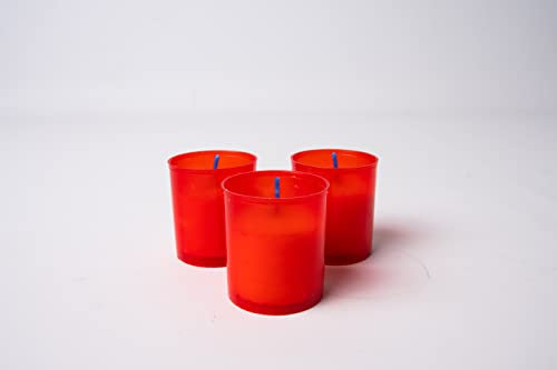 La Briantina Juego de 3 velas votivas de cera blanca de parafina, recipiente rojo, 6 x 5 cm, 3 unidades, duración de 20 horas, aprox. LUM06222A