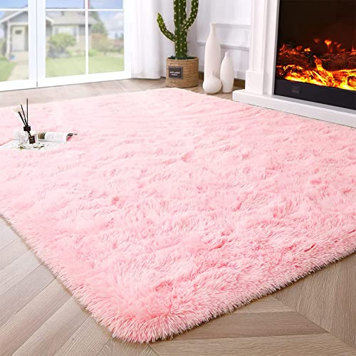 VanderHOME Morbido Tappeto a Pelo Lungo Antiscivolo Shaggy Rettangolare Tappeto Salotto Pelo Lungo Soggiorno per camera da Letto Soggiorno Decorazione Rosa-160 * 200cm