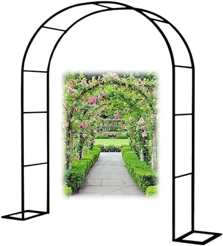 Arche Jardin Aluminium Largeur, Arche À Rosiers Métal, Filet À Plantes Grimpantes, Filet de Treillis, pour Récolte de Concombres, Légume, Vignes, Plantes Grimpantes,Noir,120x220x40CM