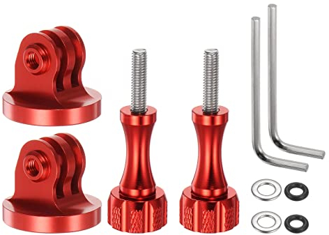 PATIKIL 1/4-Zoll-Gewinde-Action-Kamera-Stativ-Adapter, 2 Stück, Aluminium-Stativ-Montage-Adapter, Konvertierung mit Rändelschraube, kompatibel für Modell 11/10/9/8/7/6/5/4/, Rot