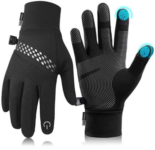Tmani Handschuhe Herren Damen Thermohandschuhe Winddichte Wasserabweisende Handrücken Winterhandschuhe Touchscreen Warme Fahrradhandschue Laufhandschuhe rutschfeste Sporthandschuhe, Schwarz-No.3