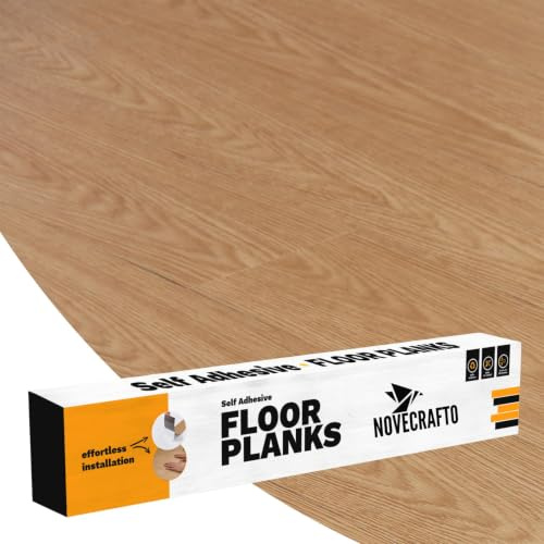 Self Adhesive Floor Planks - 36 Planks Cover 53.8 sq ft / 5 sqm - Vinyl Flooring Set - Peel and Stick Tiles 36x5.98 in (91.4x15.2cm) - Brown Stick On Floor Tiles for Kitchen - Natural Wood Effect