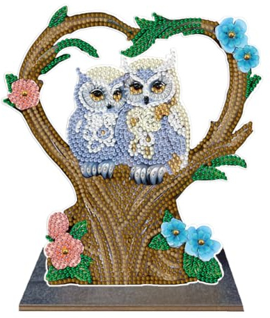 Demiawaking DIY Diamond Painting Weihnachten Deko, Acryl Diamant Malerei Weihnachtsdeko Tischdeko Ornamente, Diamant Painting Kinder Erwachsene Geschenke (Eule E)