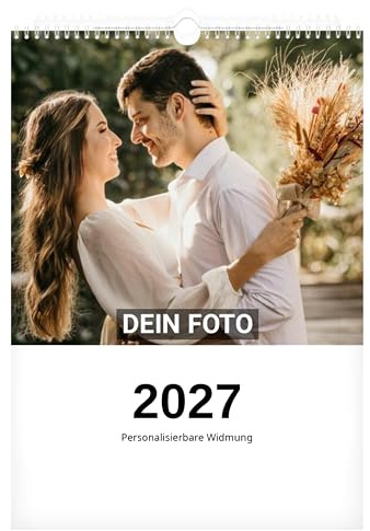 PrintPlanet® Fotokalender 2027 selbst gestalten – Wandkalender DIN A3, A4 & A5 Hochformat – mit eigenen Fotos – personalisiert – Foto-Wandkalender mit Bild-Upload & Widmung – Kalender individuell