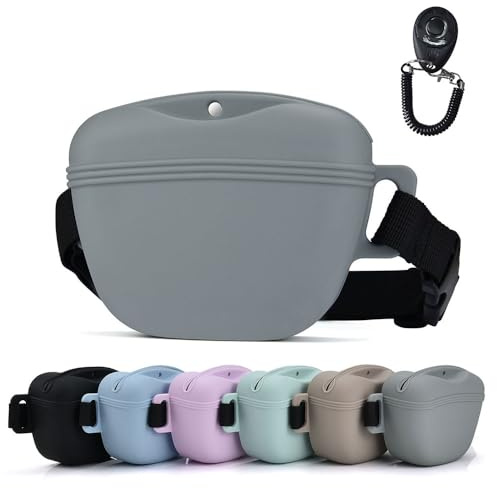 AOKLANT Pet Training Snack Bag con CLICKER 2.0 - Nuova Chiusura Magnetica, 1,66 Tazze con guinzaglio in Silicone, Ideale per l'addestramento e Le Passeggiate.