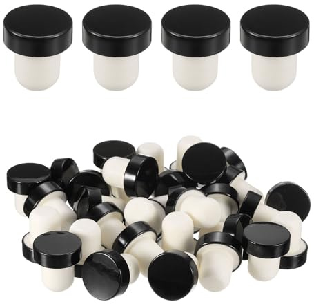 sourcing map 24 Pcs Wine Bottle Corks, T-Shaped Stopper Cork, Wine Stopper, Reusable Wine Bottle Corks Sealing Plug Bottle for Homemade Wine Beer Bottles,Black