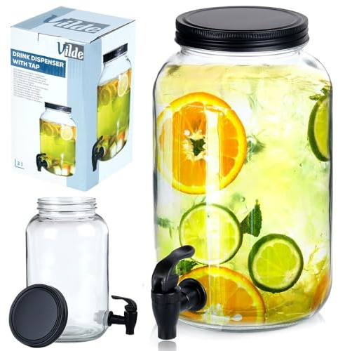 Jarra de cristal, dispensador de bebidas, botella de grifo, dispensador de cristal con grifo de cristal, 3 L