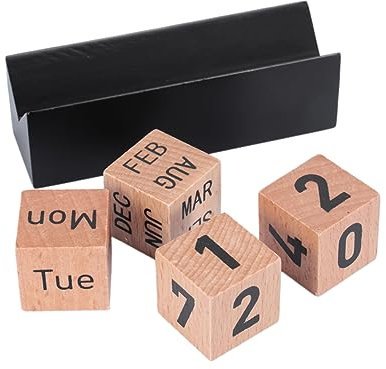 VILLCASE Kreativer Holzkalender Ornament Schreibtisch-organizer Holzkalender Kalender Blockkalender Vintage-behälter Schreibtisch- Sicheres Material