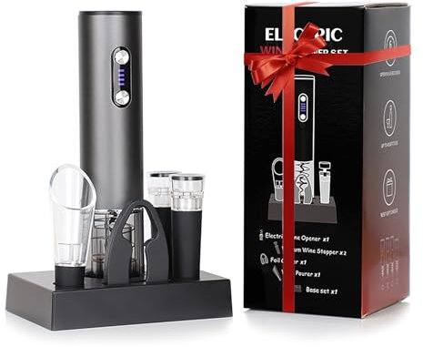 JINGASA Electric Wine Opener, Automatic Corkscrew Bottle Opener with Foil Cutter, Rechargeable Type-C SET