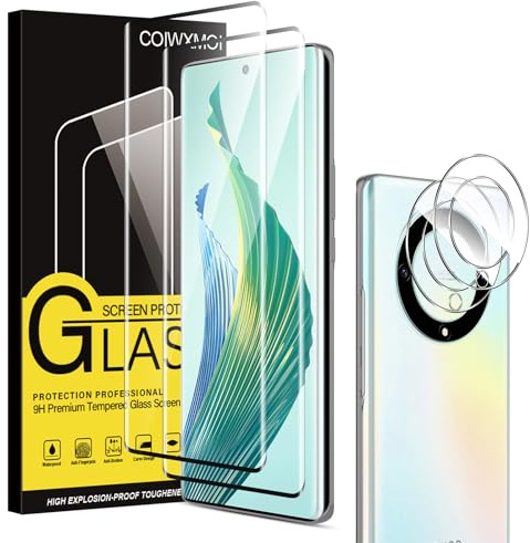 Coiwxmoi 2 Piezas Protector Pantalla para Honor Magic 5 Lite 5G/Honor X9a 6,67, Cristal Templado y 2 Piezas Protector de Lente de Cámara, HD Ultra Resistente, Dureza 9H