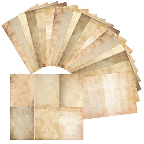 48 Sheets Vintage Letter Paper 100GSM Thickened A4 Blank Parchment Paper for Writing Antique Textured Double Side Printing Writing Papers for Certificate Crafts Business Cards