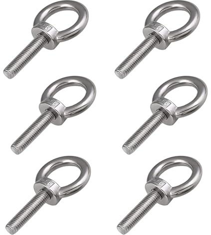Bebochoi 6 Pièces M8*50 Boulon À Anneau, Acier Inoxydable 304 Boulons, Boulons àœil Filetage Mâle, Vis pour Anneau de Levage, pour Marin et Équipements de Levage d'Ingénierie