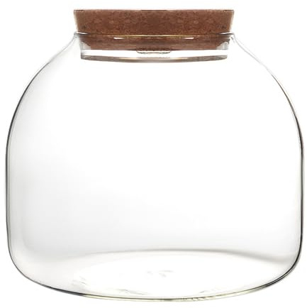 Xoeryoy Terrario de Vidrio para Plantas, 1600 ml de terrario Vegetal con Tapa de Corcho, Gran Frasco de Apertura de para Mini Delicioso en el Paisaje, exhibiciones Florales, Colecciones de un