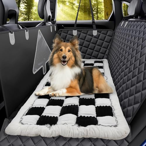 ZESTEFY Hunde Rücksitzbank Auto Hundebett Matte - Decke Plaid Reise Haustier Matte, rutschfeste, wasserdichte Autoschondecke für Hund, Universal Fit - Hundedecke für Auto, Sofa & Outdoor (Schwarz)
