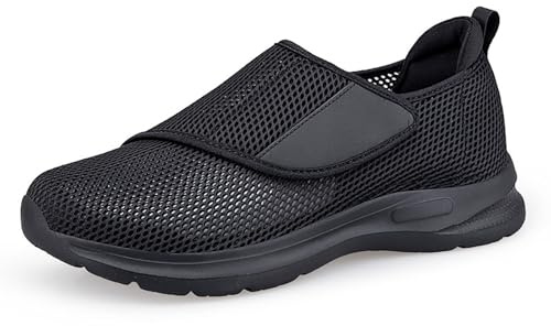 Zapatos de hombre para diabéticos, transpirables, ajustables, zapatos de caminata, zapatos de ocio, ajustables, cómodos, antideslizantes, zapatos de salud para personas mayores, zapatos de medio corte