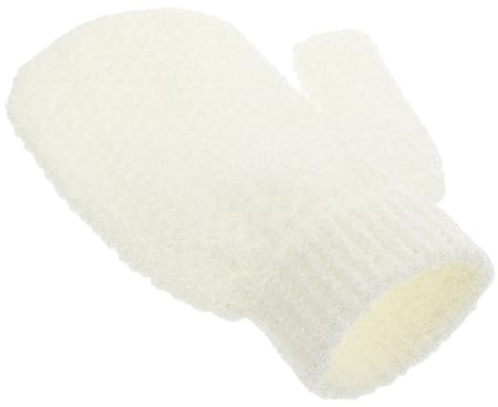 HAMPPLIES Moufles Exfoliant Corporel Blanc en Polyester pour Bain, Lavable et Confortable, Gommage Peau du Corps des Hommes et Femmes