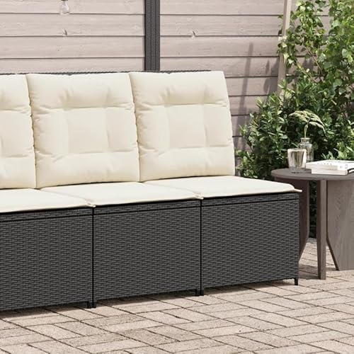 Eleganz Gartensessel mit Liegefunktion - PE-Rattan & pulverbeschichteter Stahl - Bequemer Gartensessel mit Kissen für Garten, Terrasse oder Balkon - Schwarz - Wetterfest & langlebig