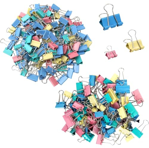 60Pcs Binder Clips, 15mm Small Bulldog Clips, Colored Metal Foldback Clips, File Money Papper Stationary Clamps for Office School Home Kitchen Shops (4 Colours)