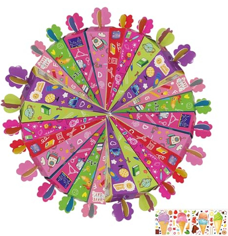 ZenyTra 24 Stück Faltbare Mini Schultüten mit 4 Eiscreme Stickern - Bunte Zuckertüten für Schulanfang, Kindergeburtstag & Party, Individuelle Designs zum Befüllen mit Süßigkeiten