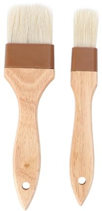 GANAZONO Pennello da Forno e Barbecue in Legno di Faggio Resistente al Calore Set da 2 Pezzi Setole Morbide per Cottura al Forno Grigliate e Pasticceria Utensili da Cucina per Uso