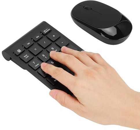 Solinder Tastierino Numerico Wireless Ultrasottile a 22 Tasti, Set Mouse Silenzioso con Trasmissione Wireless 2.4G, Design Low-key per Un'esperienza di Input Silenziosa, Compatibile con