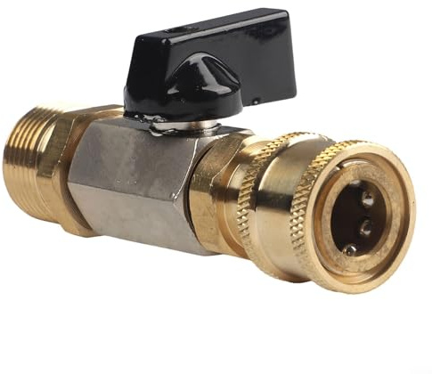 Adaptador M22 de 14 mm con válvula de bola de acoplamiento rápido para lavadora a presión, acero inoxidable y latón, control de interruptor de encendido/apagado, compatible con adaptador de 14 mm y 15