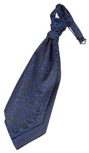 DQT Herren Swirl Gemustert Hochzeit Vorgebundene Krawattenschal Schwarz und Blau